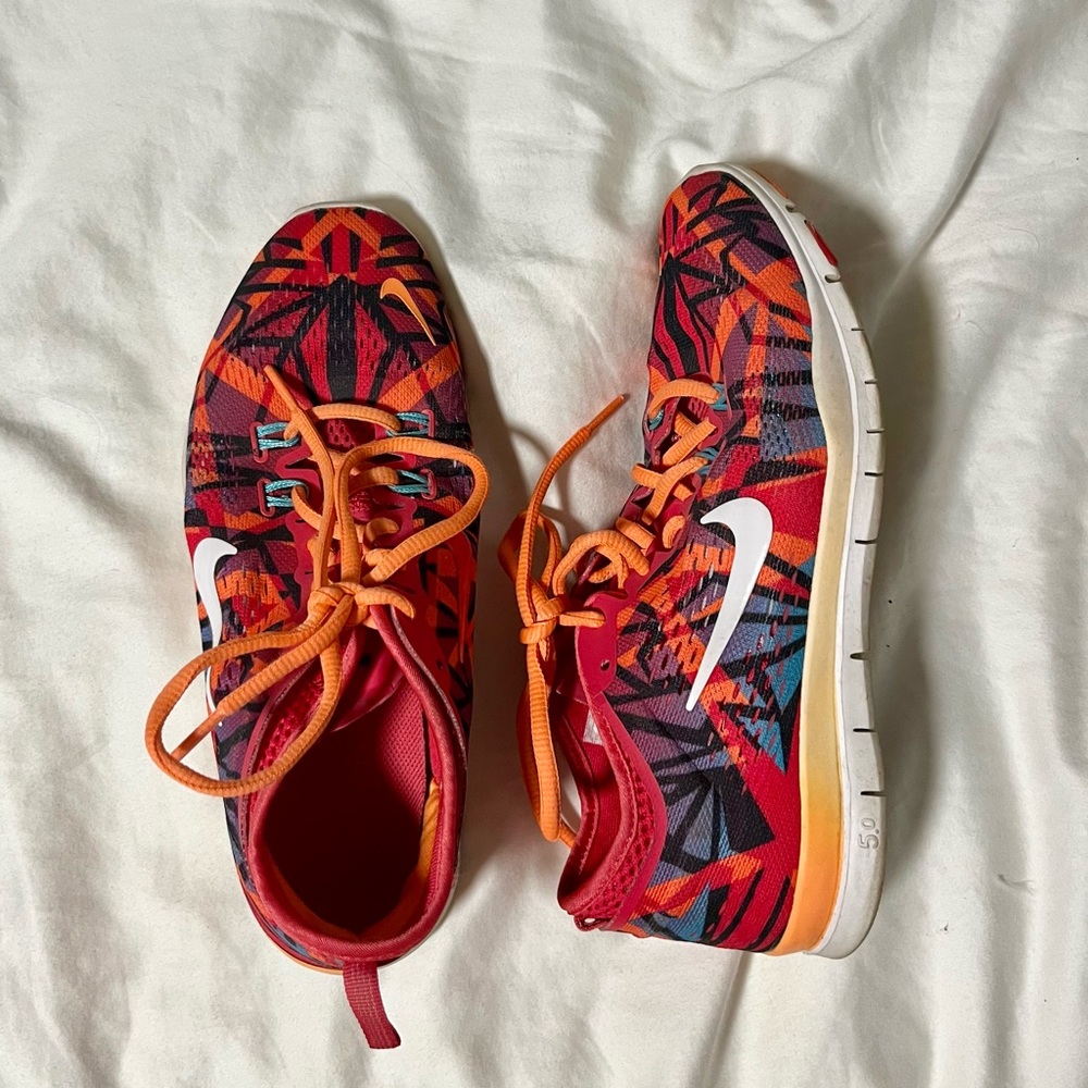 Nike Pink and Orange Patterned Running Shoes / Trainers / Sneakers